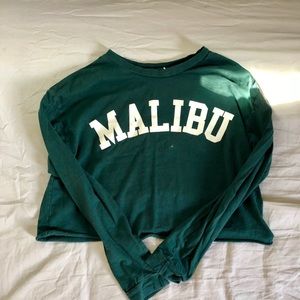 Green long sleeve crop top